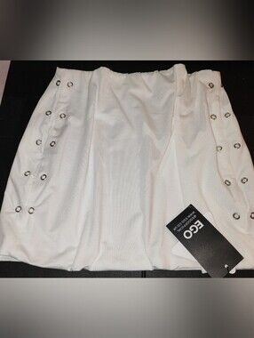 EGO White Skirt with Silver Eyelet Detail